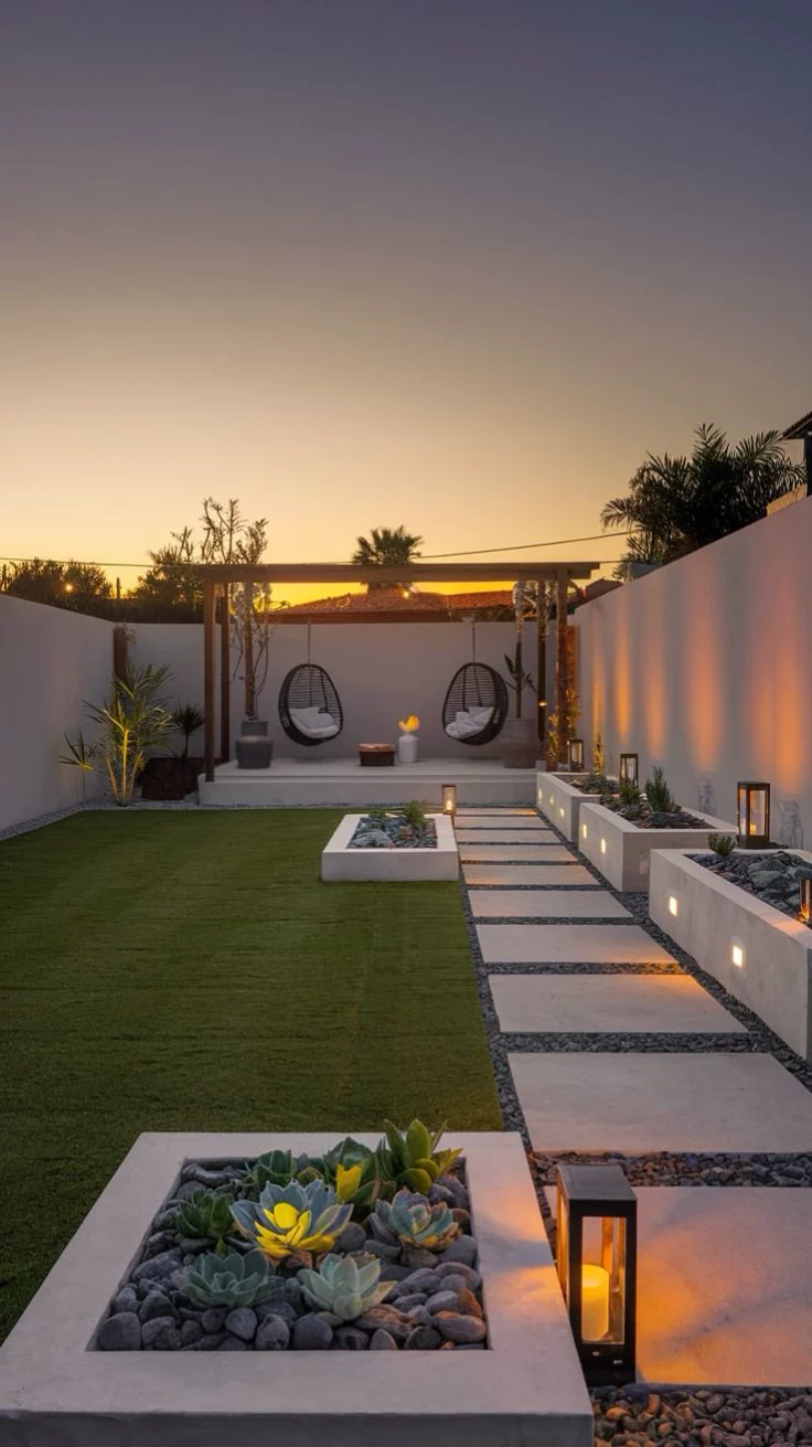Outdoor lounge with luxury landscaping